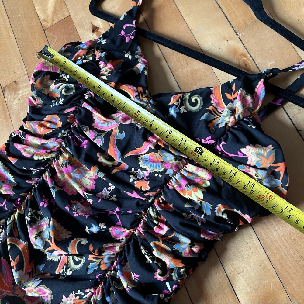 Miraclesuit Sz S Paisley Ruched Tankini Tropical Vacation Swimsuit Top - Picture 8 of 9